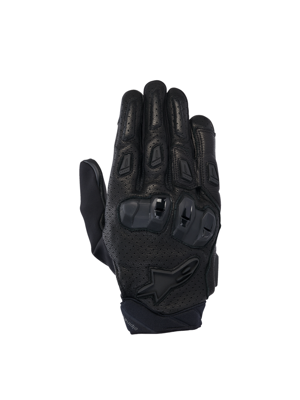 Alpinestars SP X 7 handskar, motorcykelhandskar för racing och sport, svarta, perforerat läder med TPU-knogskydd, CE-certifierade, ergonomisk design med fingerbrygga och stretchpaneler