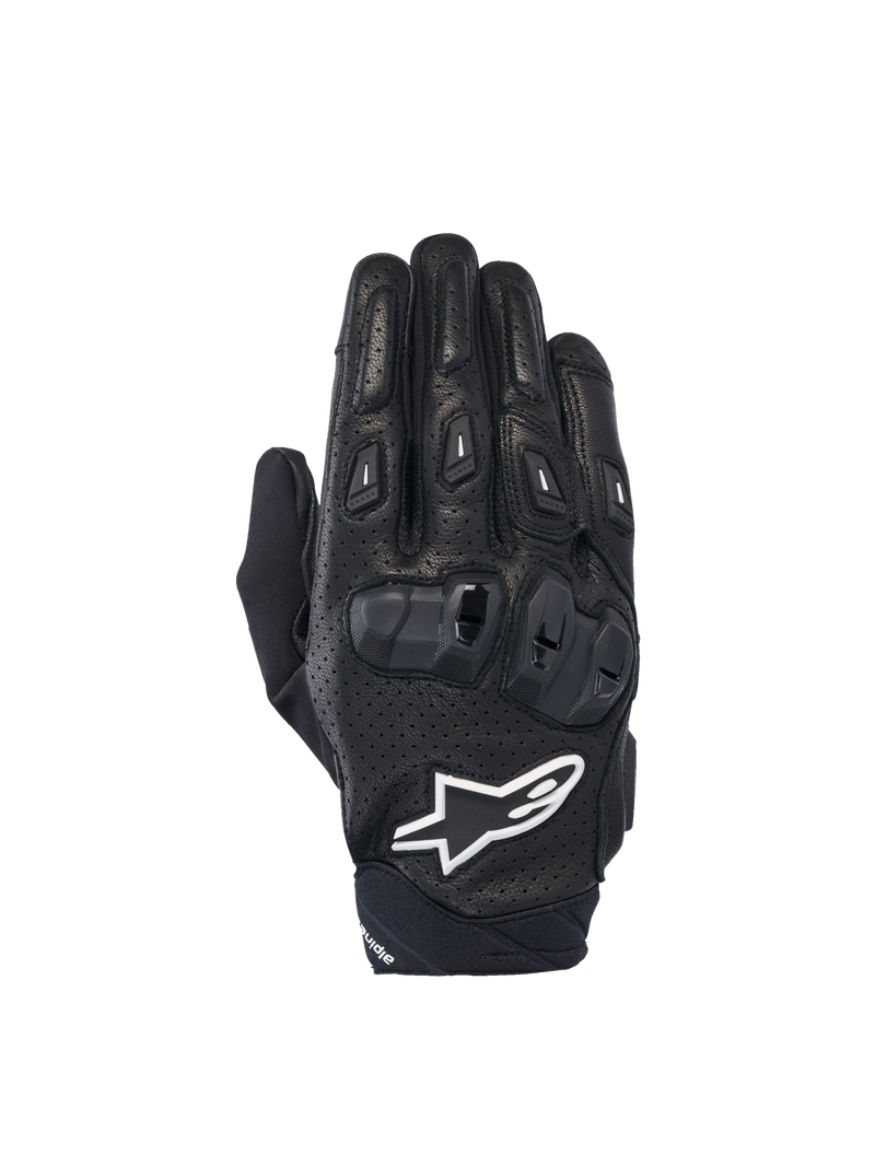 Alpinestars SP X 7 handskar, korta motorcykelhandskar för herr, svarta och vita i perforerat läder med CE-knogskydd.