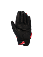Alpinestars SP X 7 Gloves, Short-Cuff Motorcycle Gloves, Black and Bright Red, palm view showing perforated leather construction, reinforced palm panels, and red Astars logo on the wrist strap