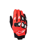 Alpinestars SP X 7 Gloves, short-cuff motorcycle racing gloves, Black Bright Red White, featuring perforated leather construction, TPU knuckle and finger protection, and the Alpinestars star logo on the back of the hand
