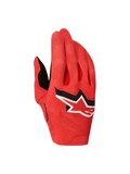 Alpinestars Supertech MX 2027 handskar, röda motocrossracinghandskar med svartvit stjärnlogotyp och laserperforeringar.