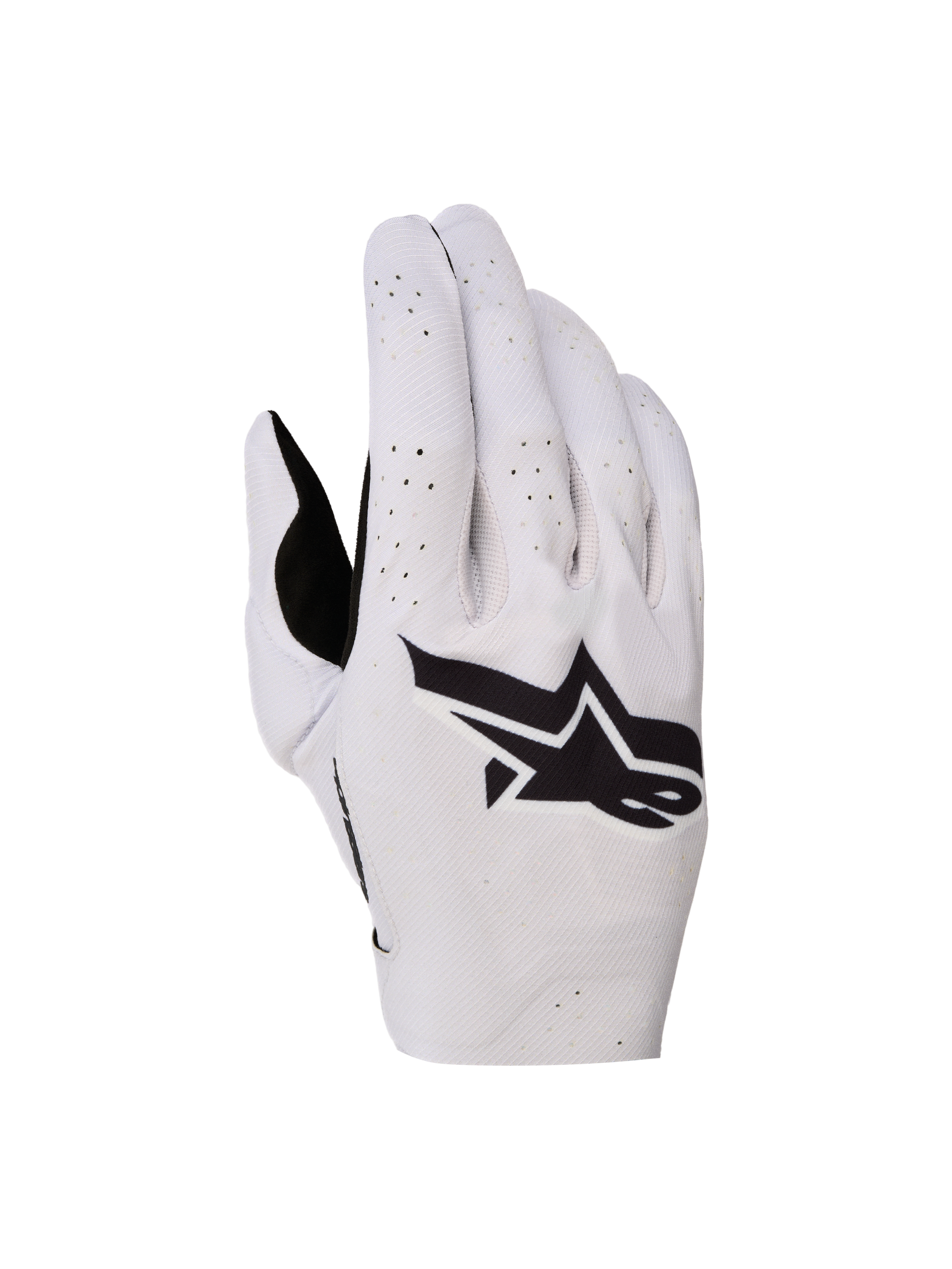 Alpinestars Supertech MX handskar, motocrosshandskar för terrängkörning, ljuslila och svarta, sömlös ovansida med laserperforeringar och svart Astars-logotyp.