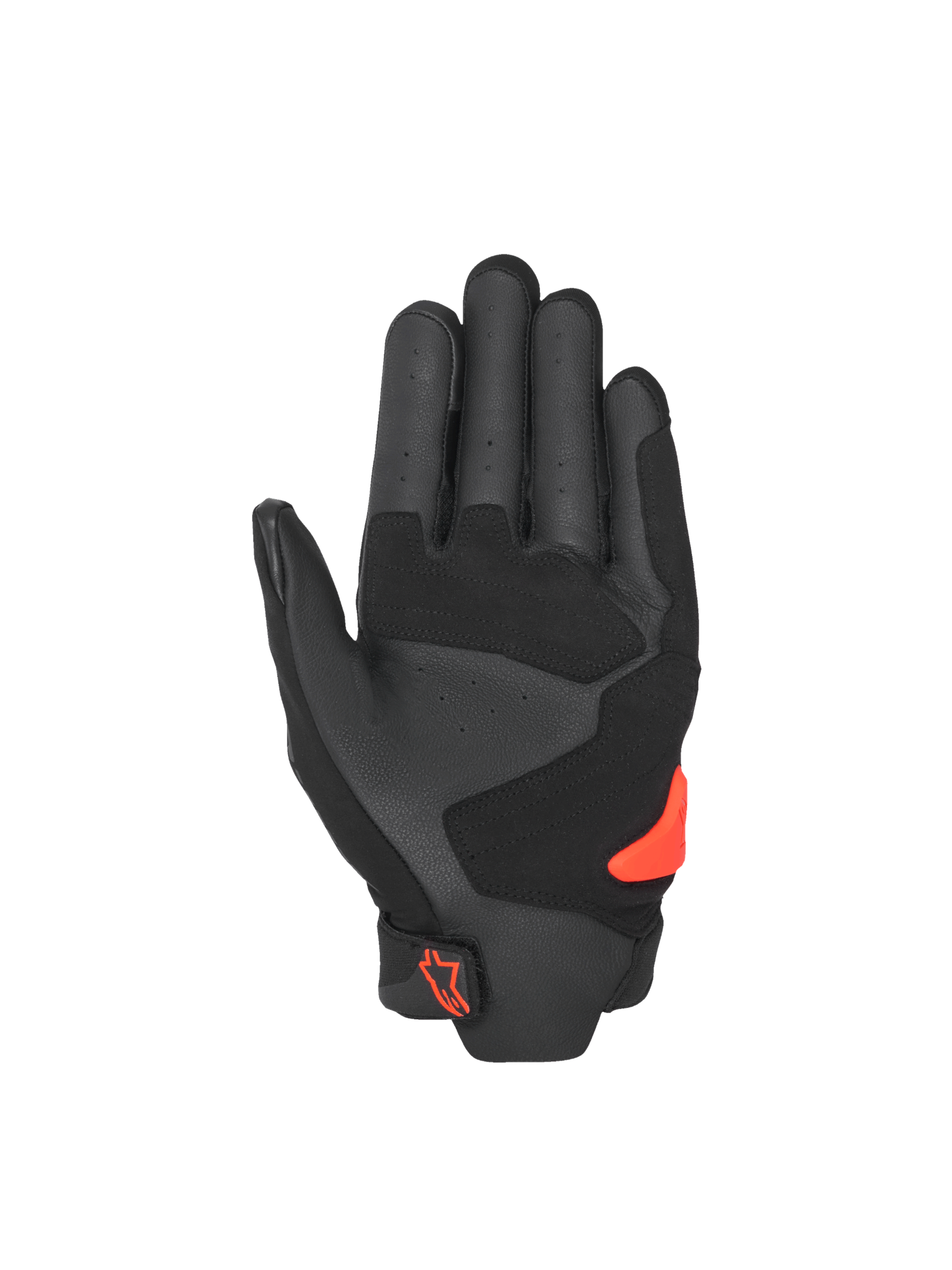 Alpinestars SP X 5 Air handskar, svarta racinghandskar för herr, röd TPU-slider och perforerad läderhandflata.