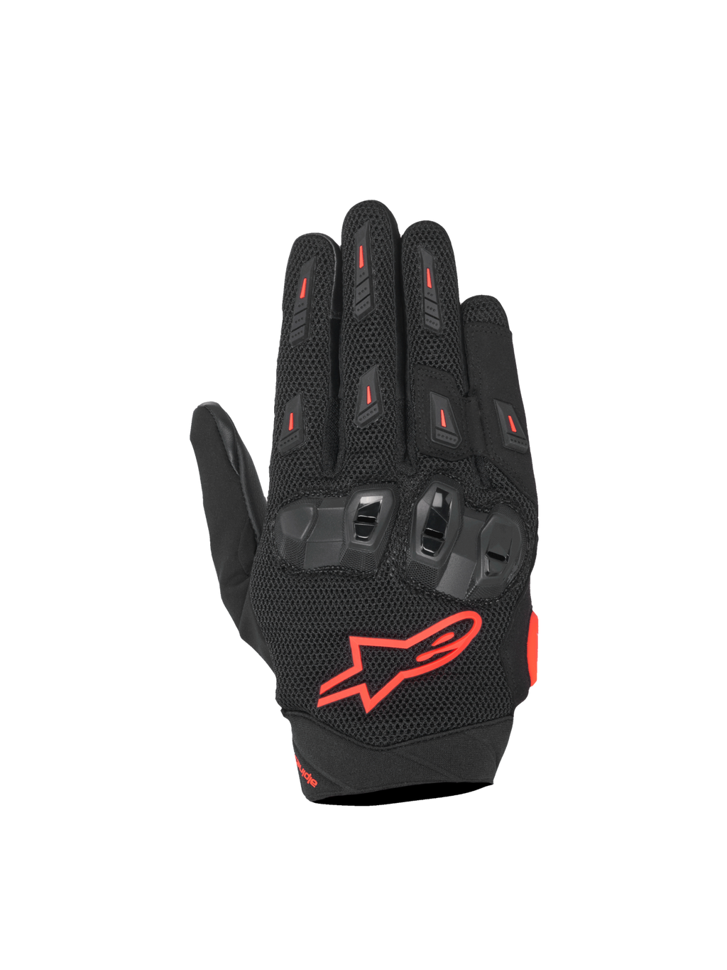 Alpinestars SP X 5 Air handskar, motorcykelracinghandskar i svart och röd fluo, med 3D-mesh och TPU-knogskydd för ventilation och skydd.