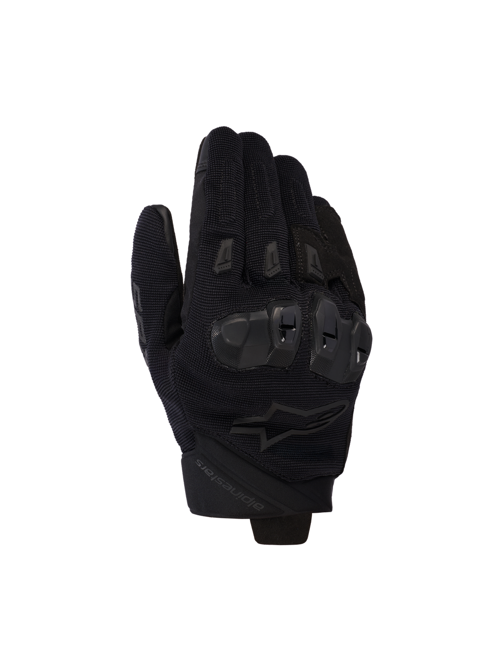 Alpinestars SP X 5 Air handskar, svarta motorcykelhandskar, ovansida i stretchig 3D-mesh med TPU-knogskydd med dubbel densitet, design med kort krage, ventilerade finger-sliders, ergonomisk prestanda för sportkörning
