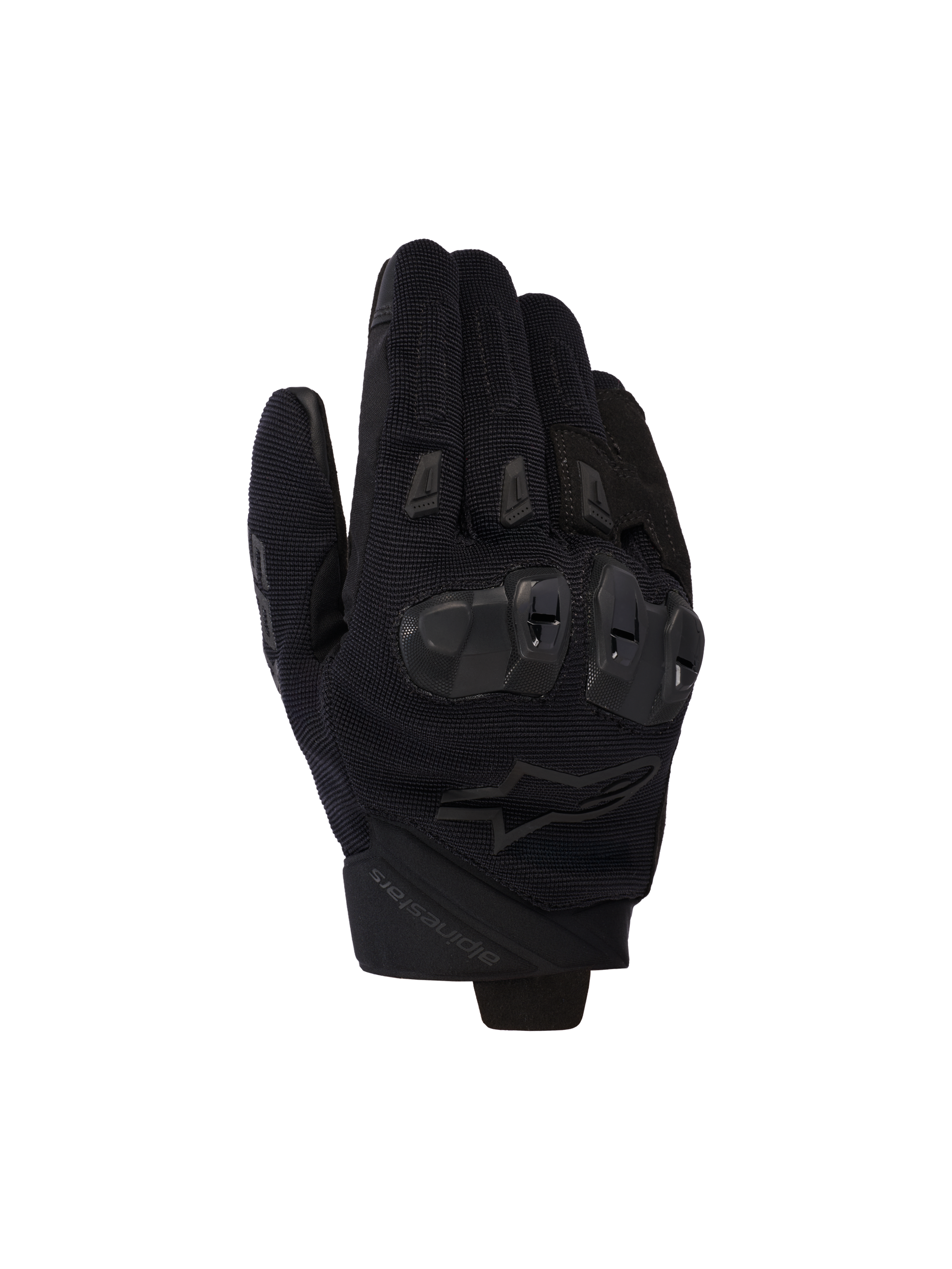 Alpinestars SP X 5 Air handskar, svarta motorcykelhandskar, ovansida i stretchig 3D-mesh med TPU-knogskydd med dubbel densitet, design med kort krage, ventilerade finger-sliders, ergonomisk prestanda för sportkörning