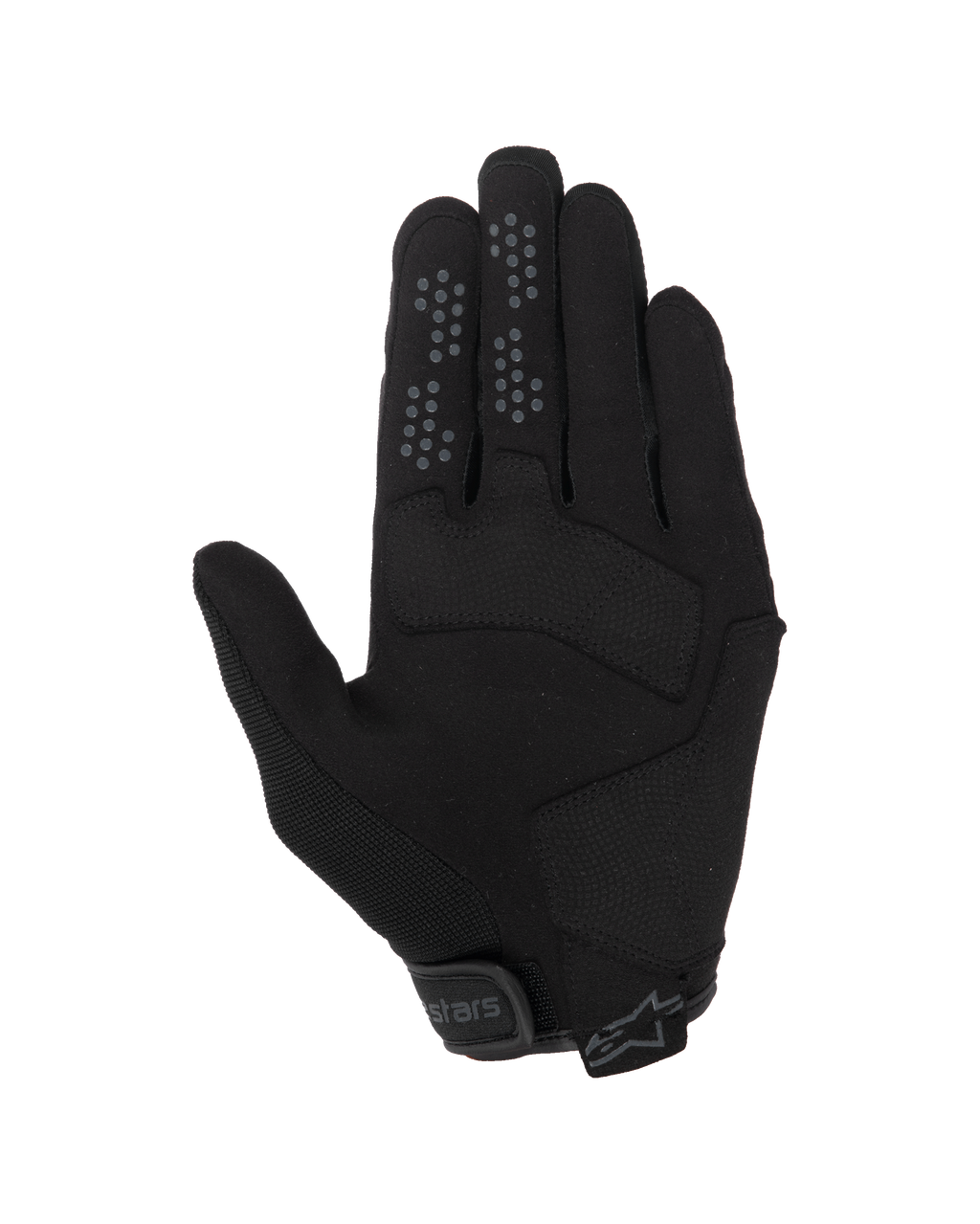 Alpinestars Chrome V2 Gloves, Urban Motorcycle Gloves, Black Asphalt, palm view featuring synthetic suede construction, silicone grip dots on index and middle fingers, and adjustable hook and loop cuff closure.