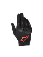 Alpinestars SP X 3 handskar, motorcykelracinghandskar, svarta och röd fluo, CE-certifierade med TPU-knogskydd.