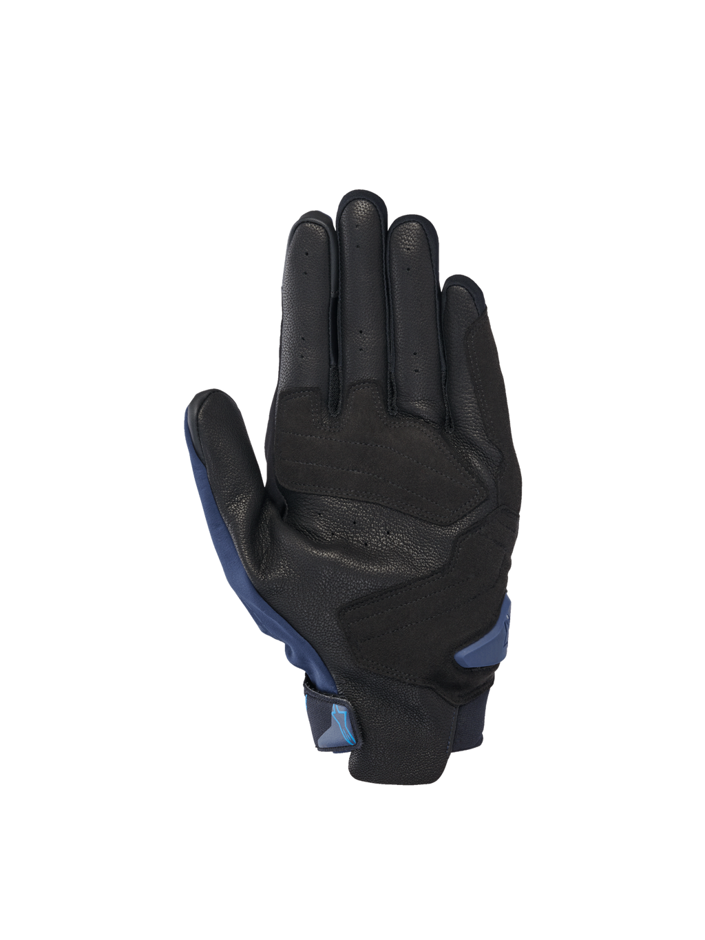 Alpinestars SP X 3 handskar för roadracing, vy av handflata i svart perforerat läder med mörkblå detaljer och förstärkningar
