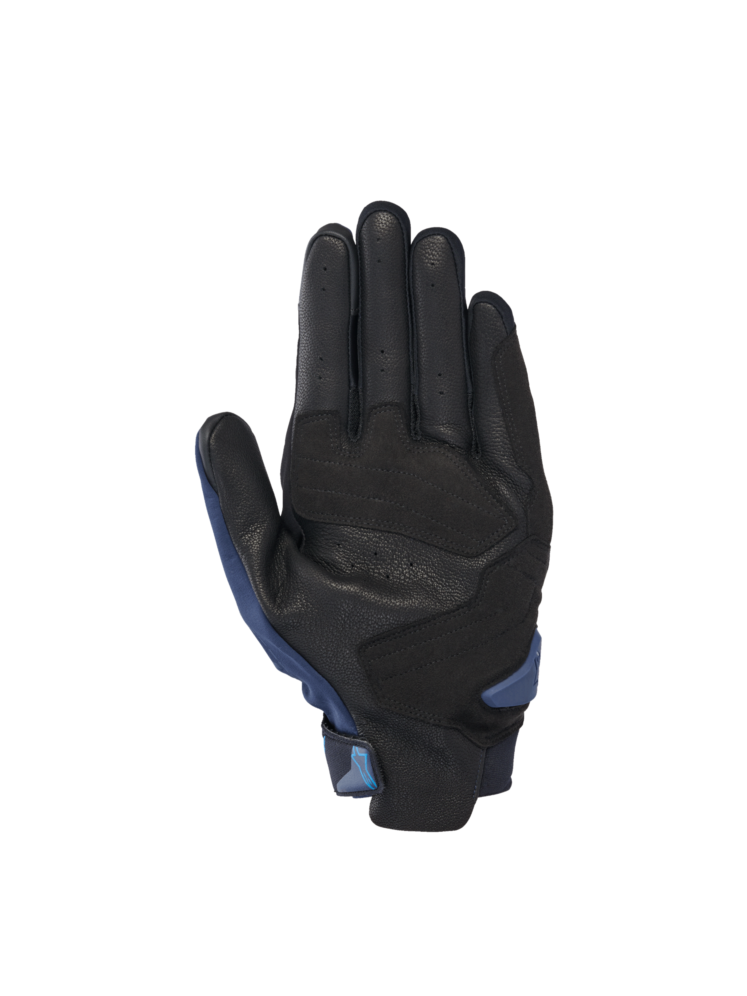 Alpinestars SP X 3 handskar för roadracing, vy av handflata i svart perforerat läder med mörkblå detaljer och förstärkningar