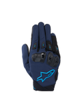 Alpinestars SP X 3 Gloves, Men's Motorcycle Sport Gloves in Dark Blue and Blithe Blue with TPU knuckle protection.