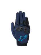 Alpinestars SP X 3 handskar, mörkblå motorcykelhandskar för herr med TPU-knogskydd och ljusblå logotyp.