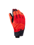 Alpinestars MM93 Reef V2 Gloves, short cuff motorcycle gloves, Red Fluo and Bright Red with Black accents, featuring Marc Marquez MM93 graphics and integrated knuckle protection, modern urban design