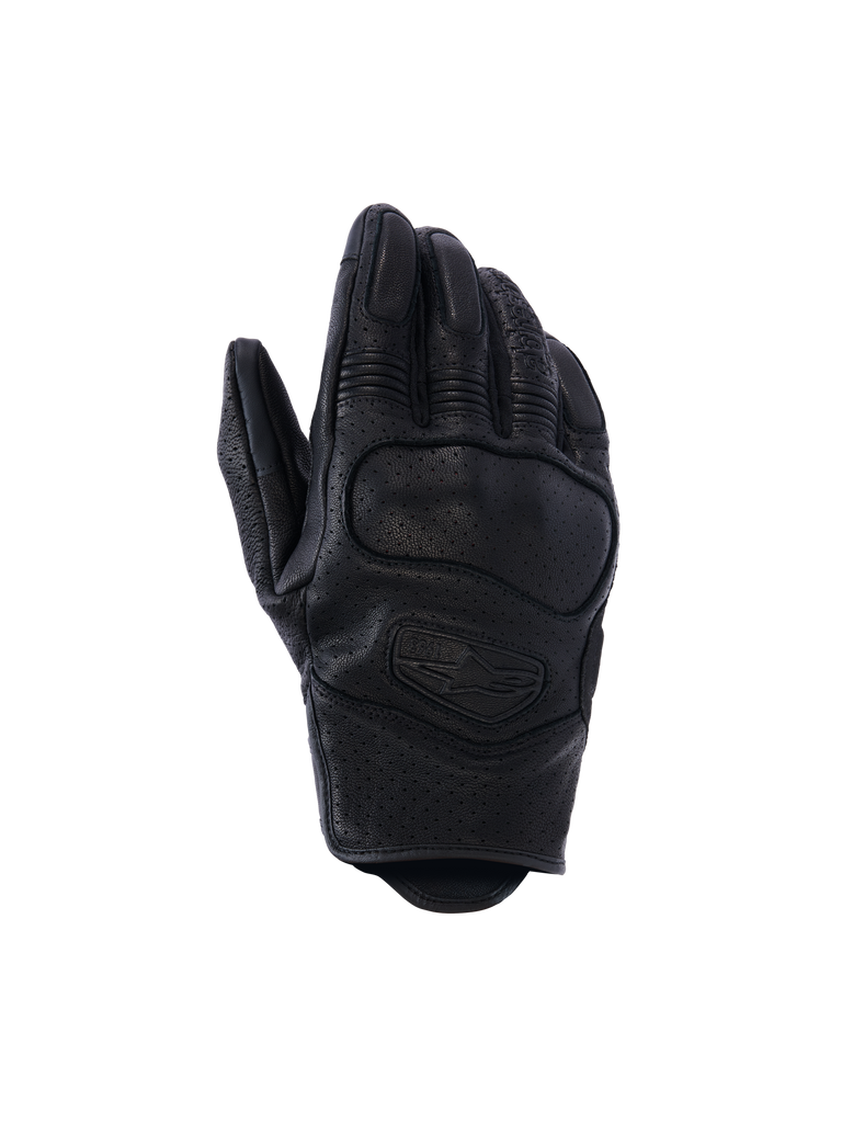 Alpinestars Mustang V3 Leather Gloves, Motorcycle Racing Gloves, Black, Perforated Leather Construction, Reinforced Knuckle Protection, Ergonomic Design