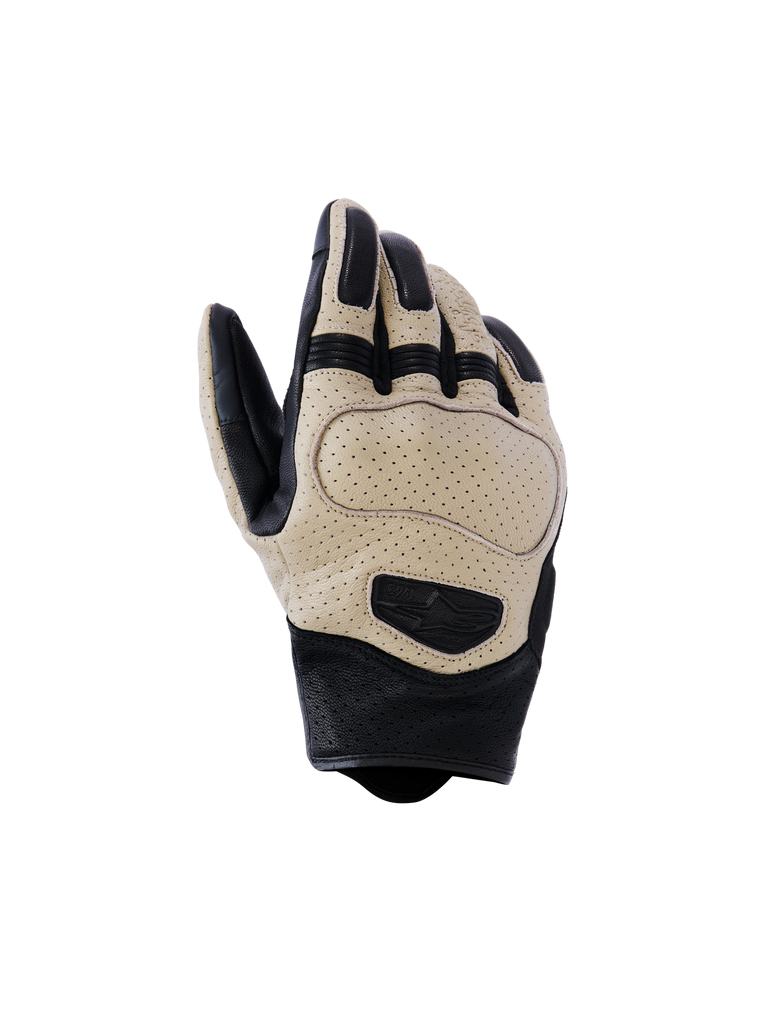 Alpinestars Mustang V3 Leather Gloves, Motorcycle Gloves, Beige and Black, Perforated Leather for Breathability, Premium Construction with Protective Knuckle Design