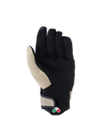 Alpinestars Tracker-handskar, urban MC-handskar, aluminium och svart, vy av handflatan med konstruktion i syntetisk mocka, vadderade förstärkningar, perforerad lädermanschett och kort manschettdesign.