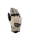 Alpinestars Tracker-handskar, motorcykelhandskar, beige och svarta, perforerat läder, svarta dragspelsinsatser i stretch och 1963-logotyp, urban arbetsklädesstil