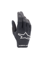 Alpinestars 2025 Radar handskar, lätta motocrosshandskar för herr, svarta och vita med stretchtextil på handryggen.