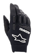Alpinestars Full Bore XT-handskar, svarta motocrosshandskar, med framträdande vit Alpinestars-stjärnlogotyp och ASTARS-märkning, texturerat TPR-skydd för knogar och fingrar, stretchmaterial som andas med perforerad tumdetalj, designade för enduro- och terrängkörning