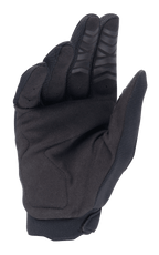 Alpinestars Honda Full Bore-handskar, motocrosshandskar, svarta, vy av handflatan med syntetmocka för hållbarhet, silikongrepp på fingertopparna och förstärkt tumparti, designade för offroad-prestanda