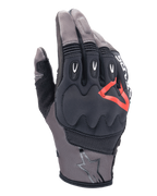 Alpinestars Techdura Gloves, Motorcycle Riding Gloves, Falcon Brown and Black with Red Accent, Padded Knuckle Protection, Breathable Mesh and Stretch Fabric, Protective Finger Inserts, Star Logo on Cuff