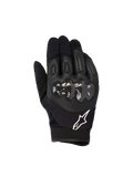 Alpinestars Megawatt V2 handskar, motocross- och endurohandskar, svarta, hårt knogskydd med kolfiberfinish, perforerat läder på ovansidan för andningsförmåga, vit Alpinestars-logotyp på mudden, hållbart skydd för terrängkörning