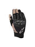 Alpinestars Megawatt V2 Gloves, Motocross and Enduro Gloves, Stone Black and Tan, Carbon Fiber Knuckle Protection, Perforated Leather and Mesh Construction, White Alpinestars Logo