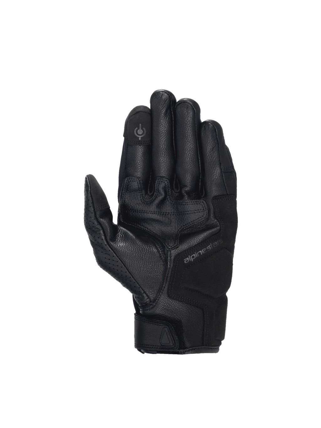 Alpinestars Celer V3 handskar, svarta MC-handskar i getskinn för landsvägskörning med pekskärmskompatibelt pekfinger.