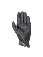 Alpinestars Morph Sport handskar, svarta motorcykelhandskar i läder och textil, palmvy med pekskärmskompatibla fingertoppar.