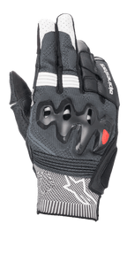 Alpinestars Morph Sport-handskar, motorcykelhandskar, svarta och vita, med grå MorphTech Weave-handrygg, överinjicerat knogskydd, RIDEKNIT-insatser och vit stjärnlogotyp på manschetten