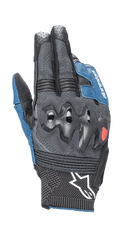 Alpinestars Morph Sport handskar, motorcykelhandskar, svarta och blå Sodalite, med övergjutna knogskydd, MorphTech Weave-bakhand med RIDEKNIT-insatser, vit stjärnlogotyp på mudden, tekniskt texturerat tyg för roadracing