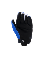 Alpinestars FQ20 SP X 1 handskar, motorcykelhandskar, blå, svart och röd fluo, handflatevy med konstruktion i svart syntetiskt läder, förstärkta grepppaneler och kollisionszoner, blått tyg på tumsidan, smidig sportig racingdesign