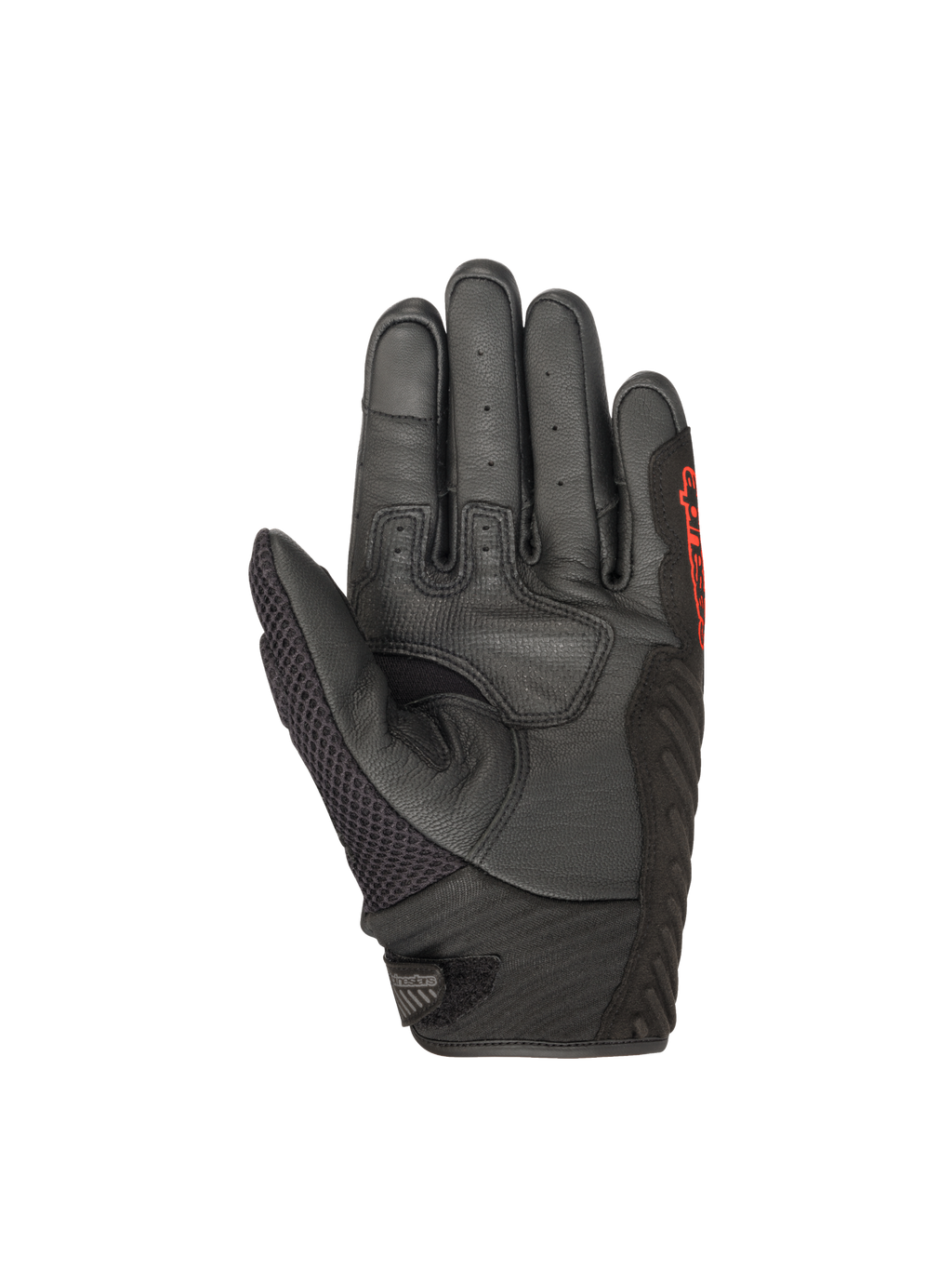 Alpinestars SMX-1 Air V2 handskar, motorcykelhandskar för herr, svarta och röda, konstruktion i läder och mesh med förstärkt handflata och kort manschett för stadskörning