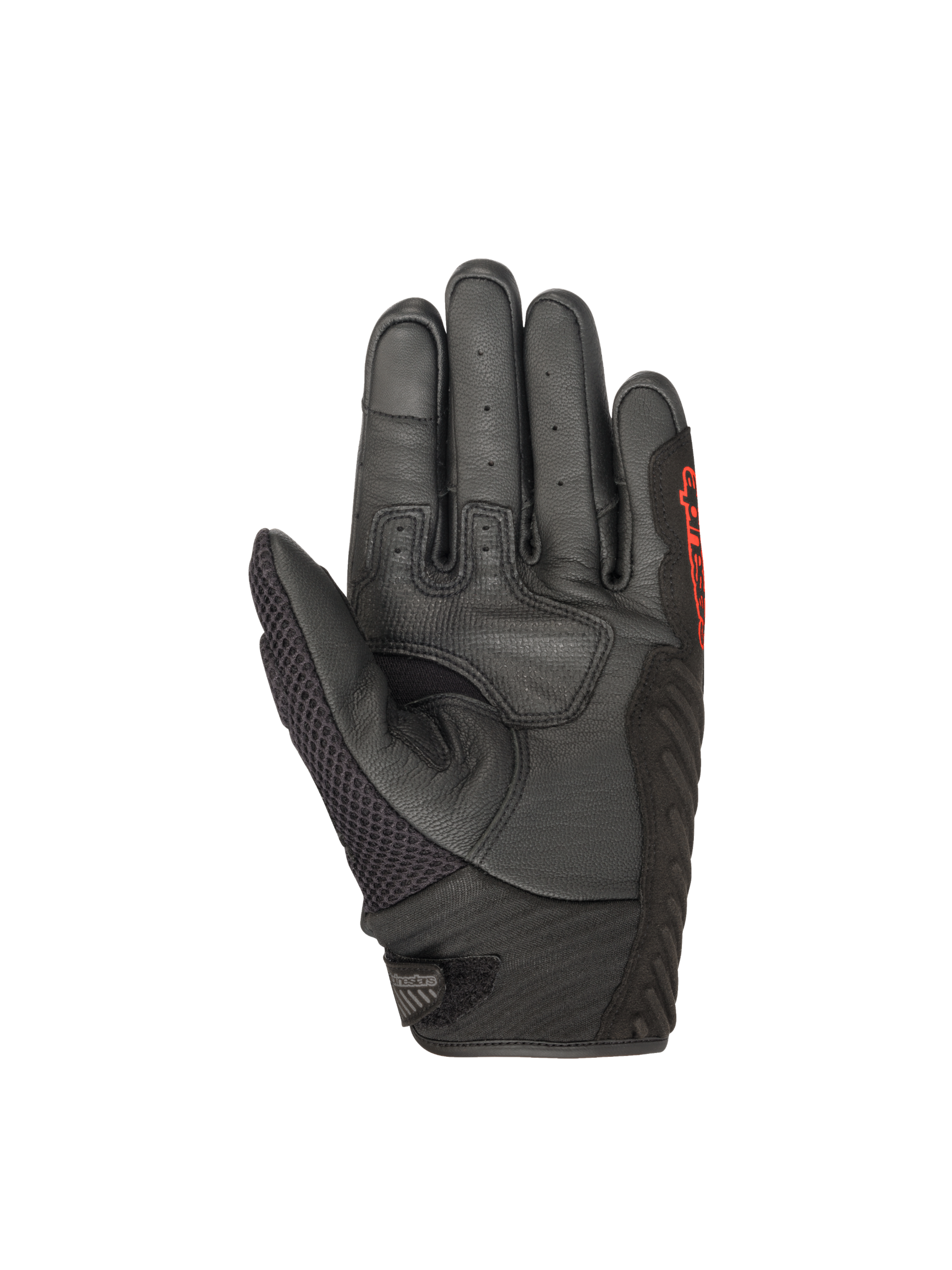 Alpinestars SMX-1 Air V2 handskar, motorcykelhandskar för herr, svarta och röda, konstruktion i läder och mesh med förstärkt handflata och kort manschett för stadskörning