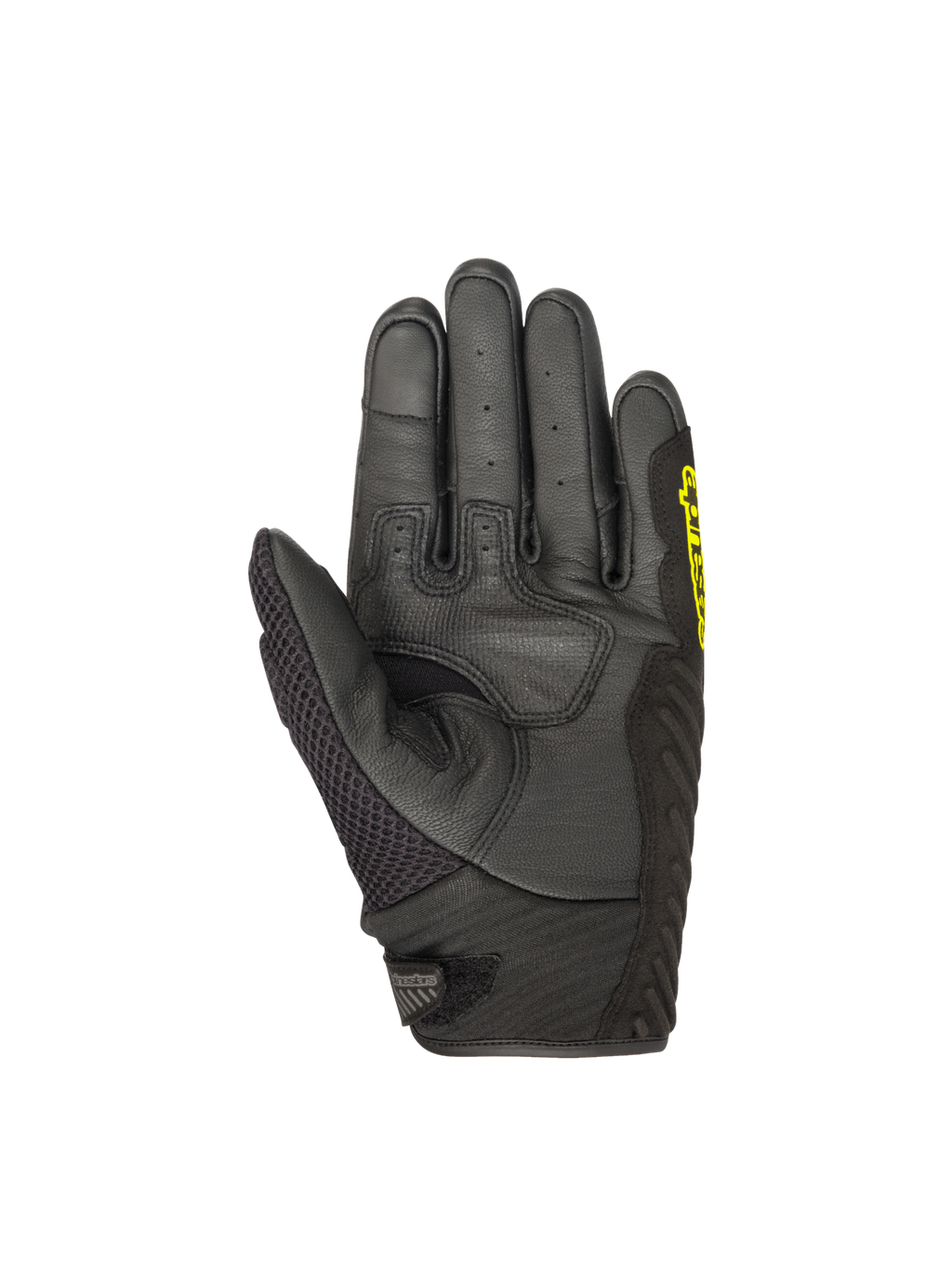 Alpinestars SMX-1 Air V2 handskar, motorcykelhandskar för herr, svart och gul fluo, förstärkt läderhandflata med mesh