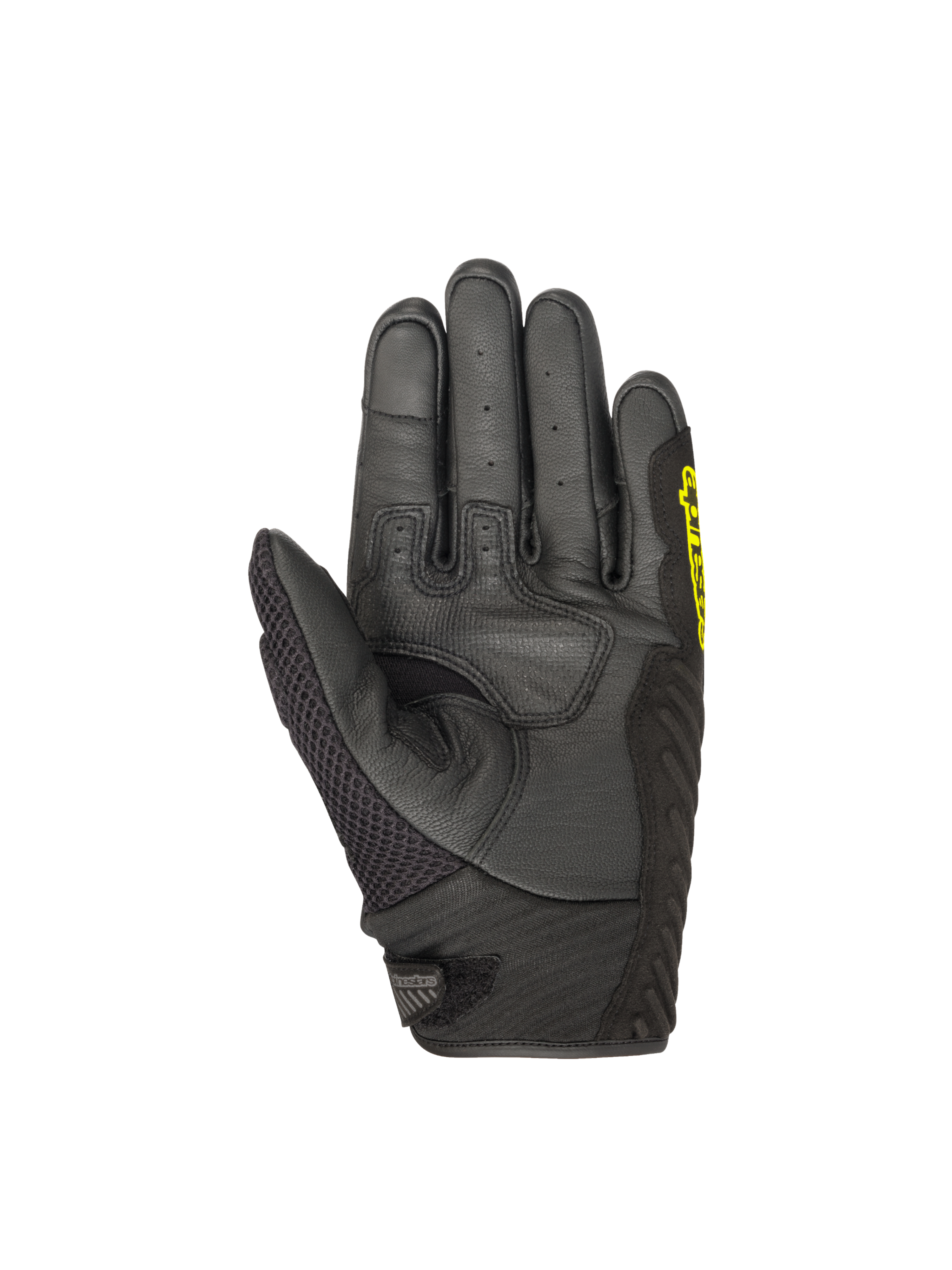 Alpinestars SMX-1 Air V2 handskar, motorcykelhandskar för herr, svart och gul fluo, förstärkt läderhandflata med mesh
