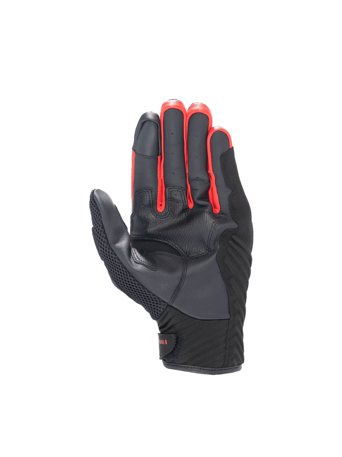 Alpinestars FQ20 SMX-1 Air V2 Monster handskar, svarta och röda MC-handskar i läder, vy av handflatan med greppzon.
