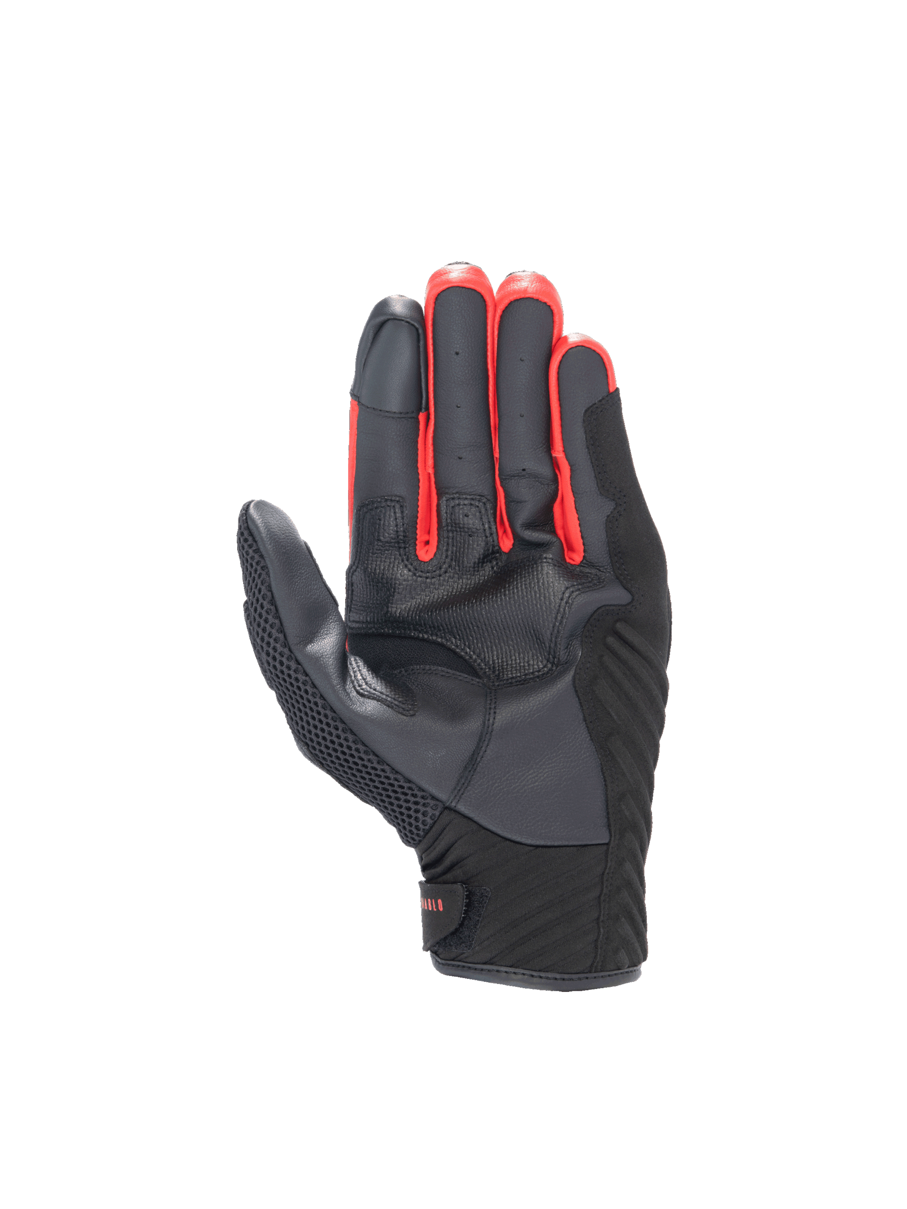 Alpinestars FQ20 SMX-1 Air V2 Monster handskar, svarta och röda MC-handskar i läder, vy av handflatan med greppzon.