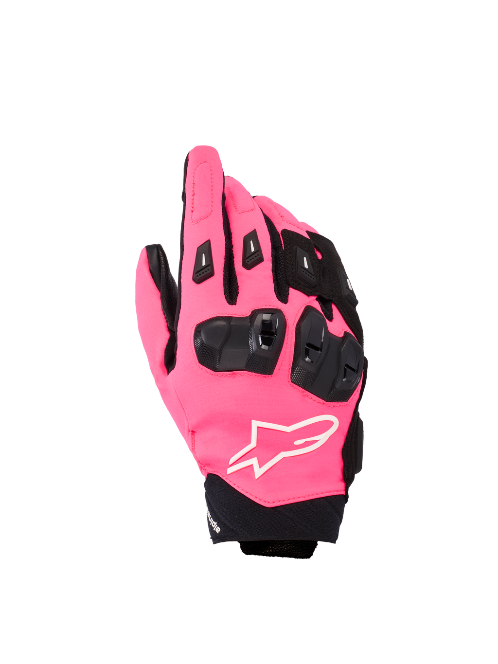 Alpinestars Stella SP X 3 Gloves, Women's Sport Motorcycle Gloves, Diva Pink and Black, featuring black TPU knuckle armor, white logo detail, and short-cuff textile construction