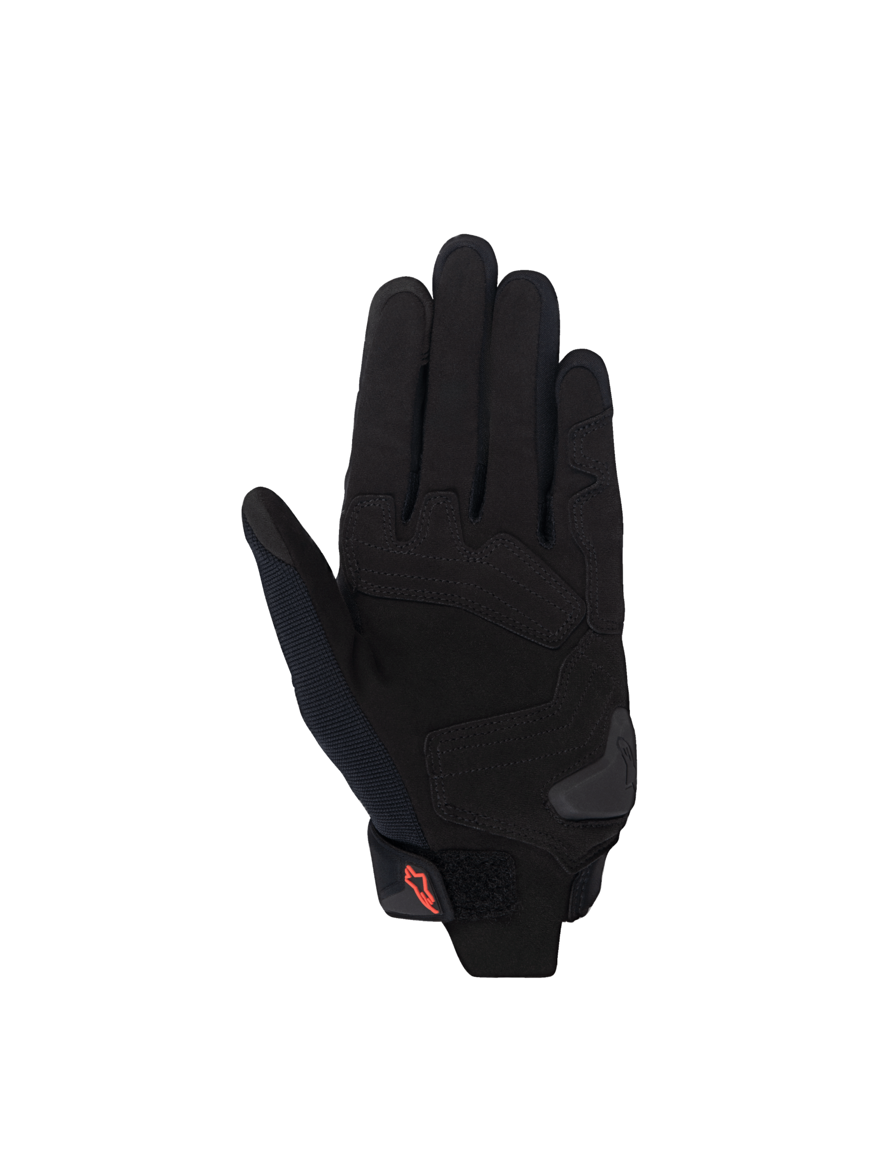 Alpinestars Stella SP X 1 handskar, motorcykelhandskar för dam, svarta med röd logotyp, syntetläder i handflatan med förstärkta zoner och TPR-glidare.