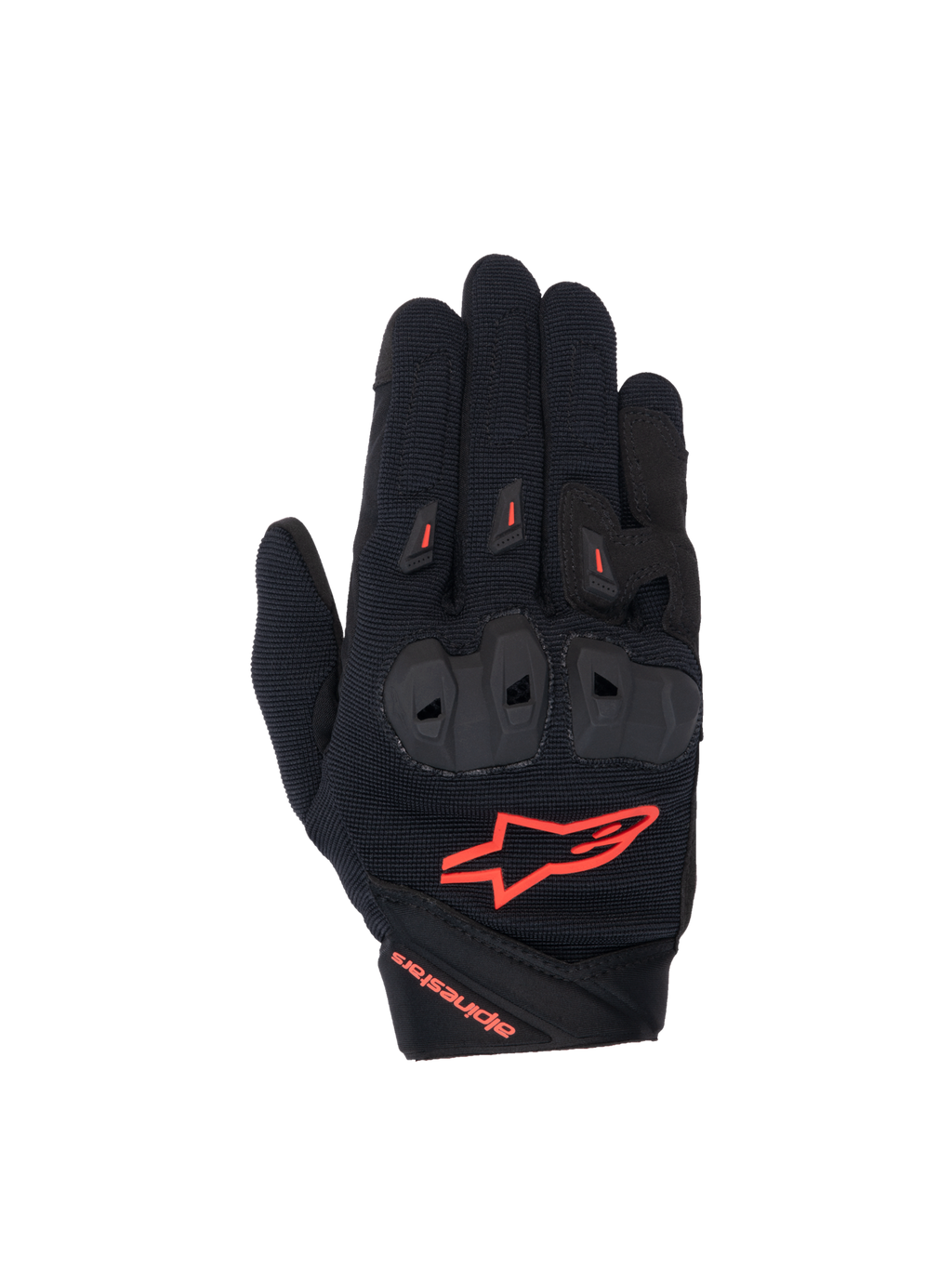 Alpinestars Stella SP X 1 handskar, sportiga motorcykelhandskar för dam, svarta och röda, ventilerad textil med TPR-knogar.