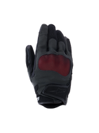 Alpinestars Stella Mogress Airflow Gloves, Women's Motorcycle Gloves, Anthracite Black and Red, features NUCLEON PLASMA knuckle protection with a red mesh overlay, laser-perforated backhand, 3D mesh inserts on fingers and cuff, short cuff with hook and loop closure, breathable urban riding design