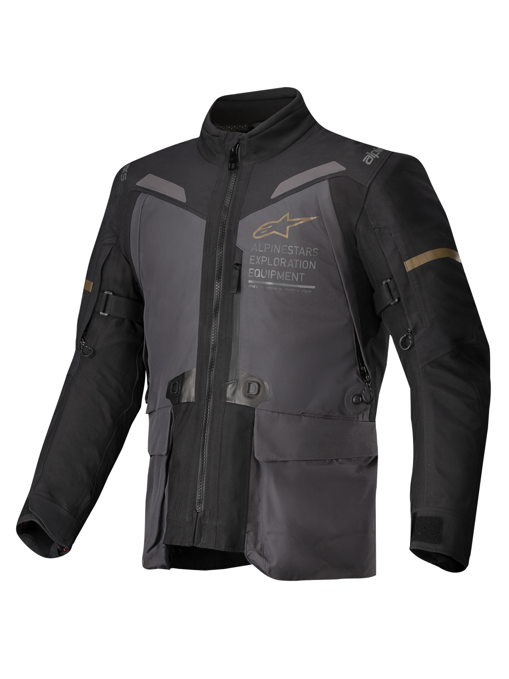 Alpinestars ST-7 2L GORE-TEX Jacka, mörkgrå, svarta och mörk khaki detaljer, äventyrstouring MC-jacka för herrar, vattentät laminerad konstruktion, CE-certifierad