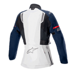 Alpinestars Stella ST-7 2L GORE-TEX damjacka, baksida, isgrå, mörkblå och svart, med röd rand på ärmen och Alpinestars-logotyp, motorcykelutrustning för äventyrstouring