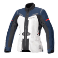 Alpinestars Stella ST-7 2L GORE-TEX-jacka för dam, motorcykeljacka för touring, isgrå, mörkblå och svart med röda detaljer, med främre cargofickor, justerbara remmar på armarna, hög krage och laminerad vattentät konstruktion för äventyrstouring