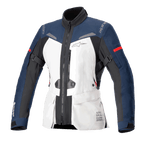 Alpinestars Stella ST-7 2L GORE-TEX-jacka för dam, motorcykeljacka för touring, isgrå, mörkblå och svart med röda detaljer, med främre cargofickor, justerbara remmar på armarna, hög krage och laminerad vattentät konstruktion för äventyrstouring