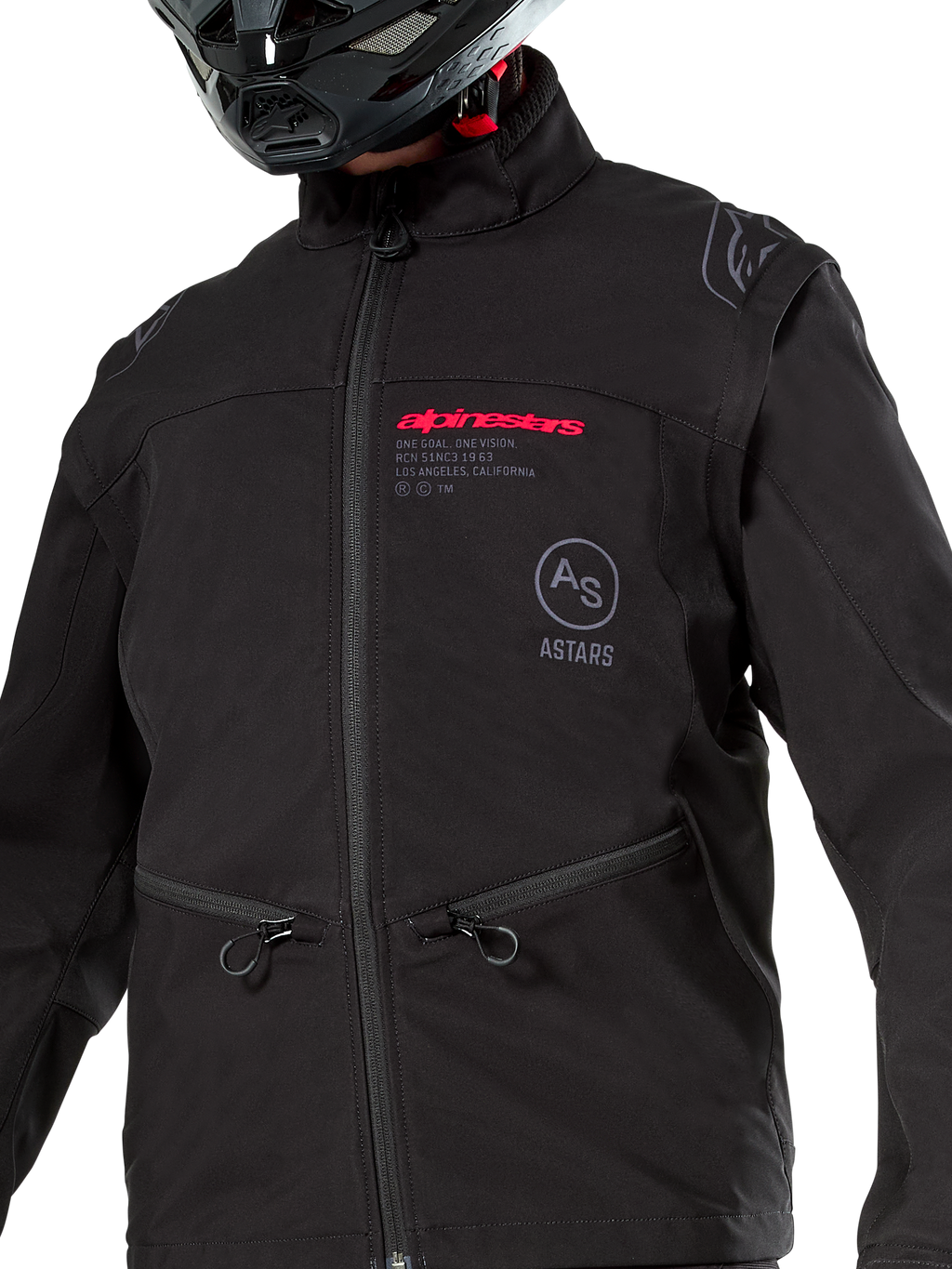 Alpinestars Lite-Dura Softshell Jacket, Black, windproof off-road enduro jacket, modular design with detachable sleeves and fleece lining, minimalist technical style