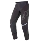 Alpinestars 2021 Techstar Phantom Pants, Motocross Pants, Black with White accents, featuring a large outlined star logo on the thigh, ASTARS branding on the knees, technical rip-stop fabric with perforated zones, and 3D Babel knee construction for off-road racing performance.