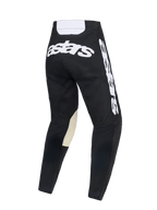 Alpinestars 2026 Racer Air Riway-byxor, motocrossbyxor, svarta och vita, vy bakifrån med stor vit 'astars'-grafik över sätet och sidan, vitt bakre ok och benvita läderförstärkningar på insidan av knäna för terrängkörning.