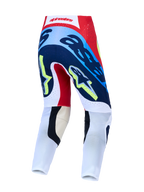 Alpinestars Supertech Dyna byxor, röda och marinblå motocrossbyxor, vy bakifrån med atletisk racingpassform.